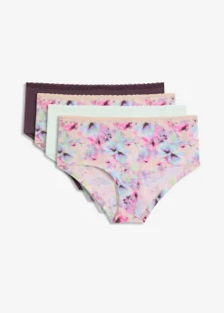 bonprix bonprix Braga con algodón orgánico (4 unidades) rosa pálido+mentol claro+baya con flores Best