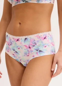 bonprix bonprix Braga con algodón orgánico (4 unidades) rosa pálido+mentol claro+baya con flores Best