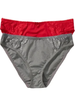 bonprix bonprix Braga con encaje delicado (2 unidades) Fresa + gris jaspeado Best