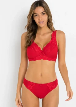 bonprix bonprix Braga con encaje delicado (2 unidades) Fresa + gris jaspeado Best