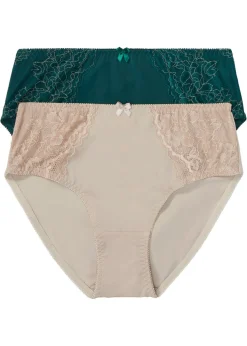 bonprix bonprix Braga con encaje delicado (2 unidades) Verde intenso+piedra Outlet