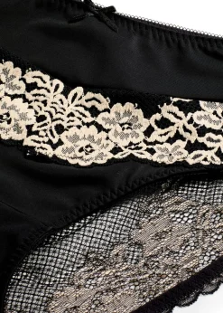 bonprix bonprix Braga con encaje delicado Negro-blanco lana