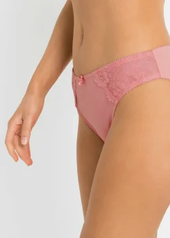 bonprix bonprix Braga con encaje delicado (2 unidades) Rojo ruibarbo/coral claro New