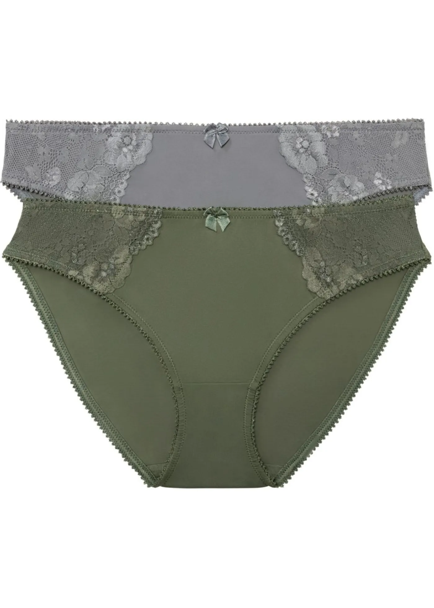 bonprix bonprix Braga con encaje delicado (2 unidades) Verde oliva-gris Hot
