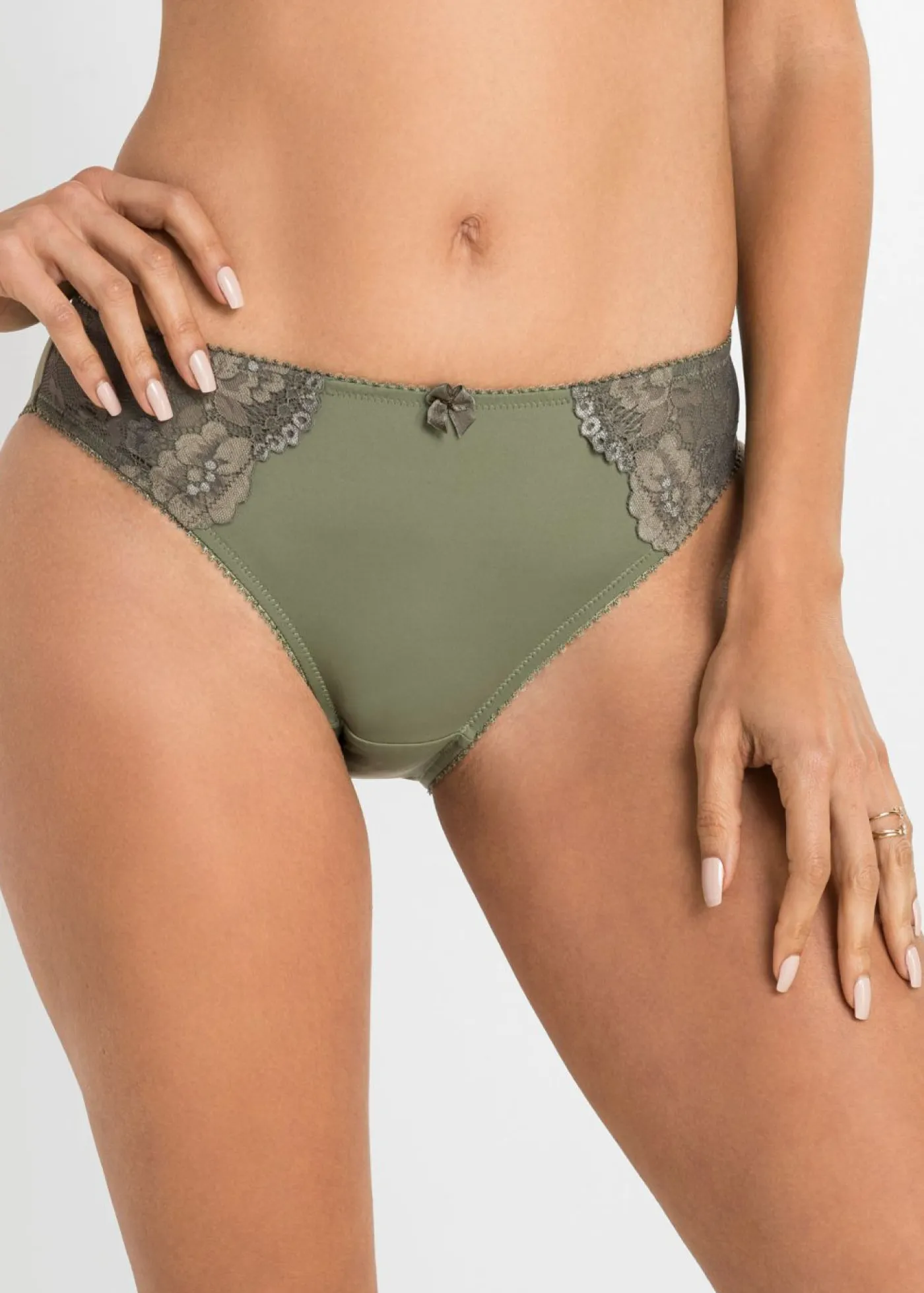 bonprix bonprix Braga con encaje delicado (2 unidades) Verde oliva-gris Hot