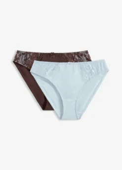bonprix bonprix Braga con encaje delicado (2 unidades) Azul crema + marrón oscuro Online