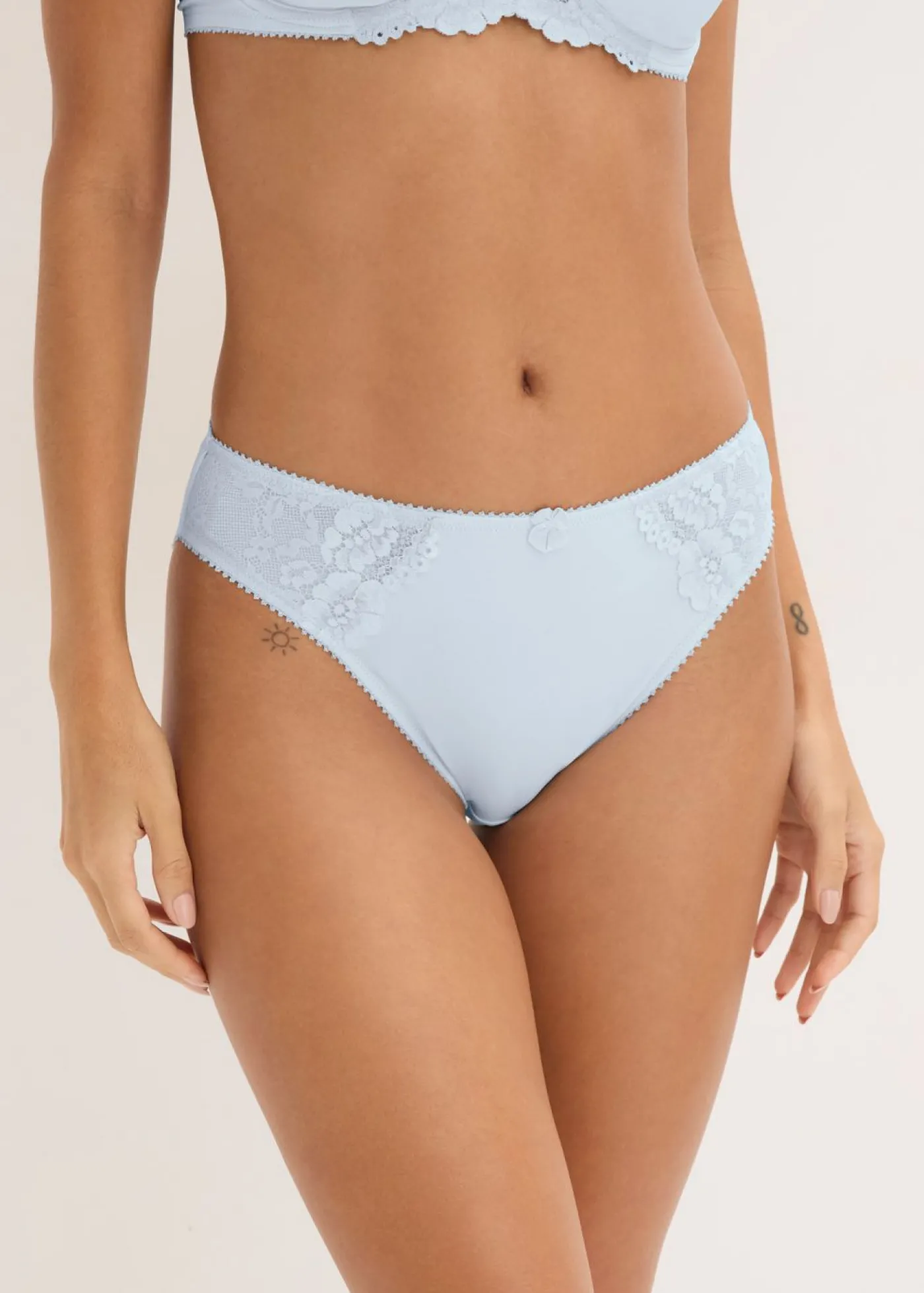 bonprix bonprix Braga con encaje delicado (2 unidades) Azul crema + marrón oscuro Online