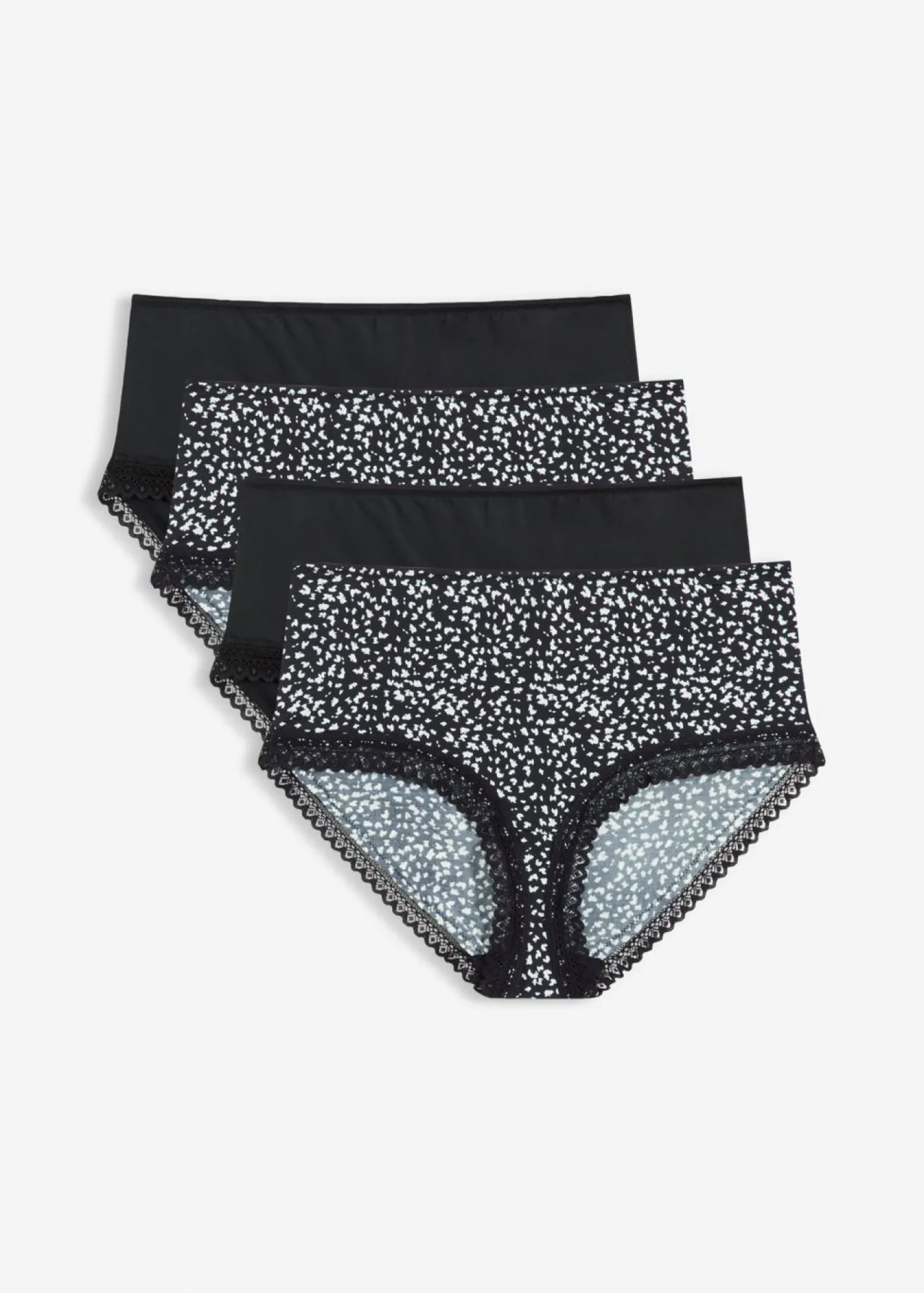 bonprix bonprix Braga con encaje (4 unidades) Negro con flores Clearance