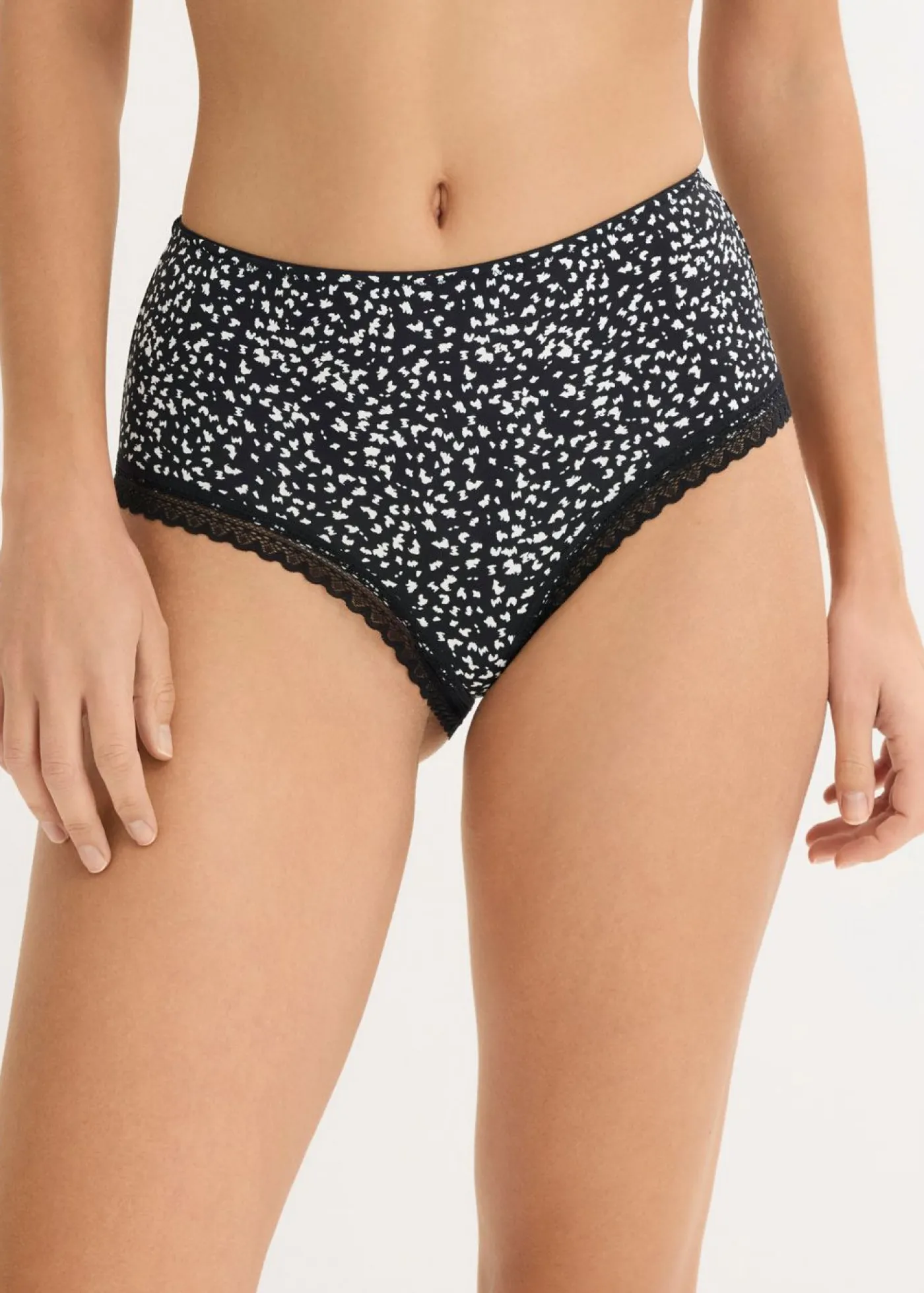 bonprix bonprix Braga con encaje (4 unidades) Negro con flores Clearance