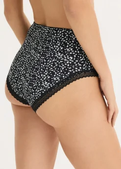 bonprix bonprix Braga con encaje (4 unidades) Negro con flores Clearance