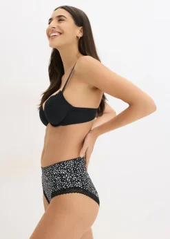 bonprix bonprix Braga con encaje (4 unidades) Negro con flores Clearance