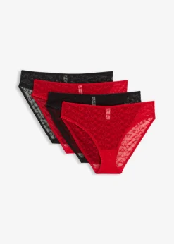 bonprix bonprix Braga de encaje (4 unidades) Negro-rojo salsa New