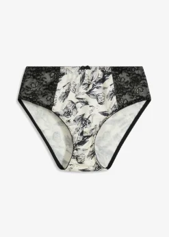 bonprix bonprix Braga de material brillante beige natural-negro con flores Hot