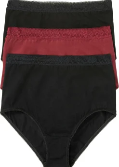 bonprix bonprix Braga de talle alto con algodón (3 unidades) negro-rojo avellana New