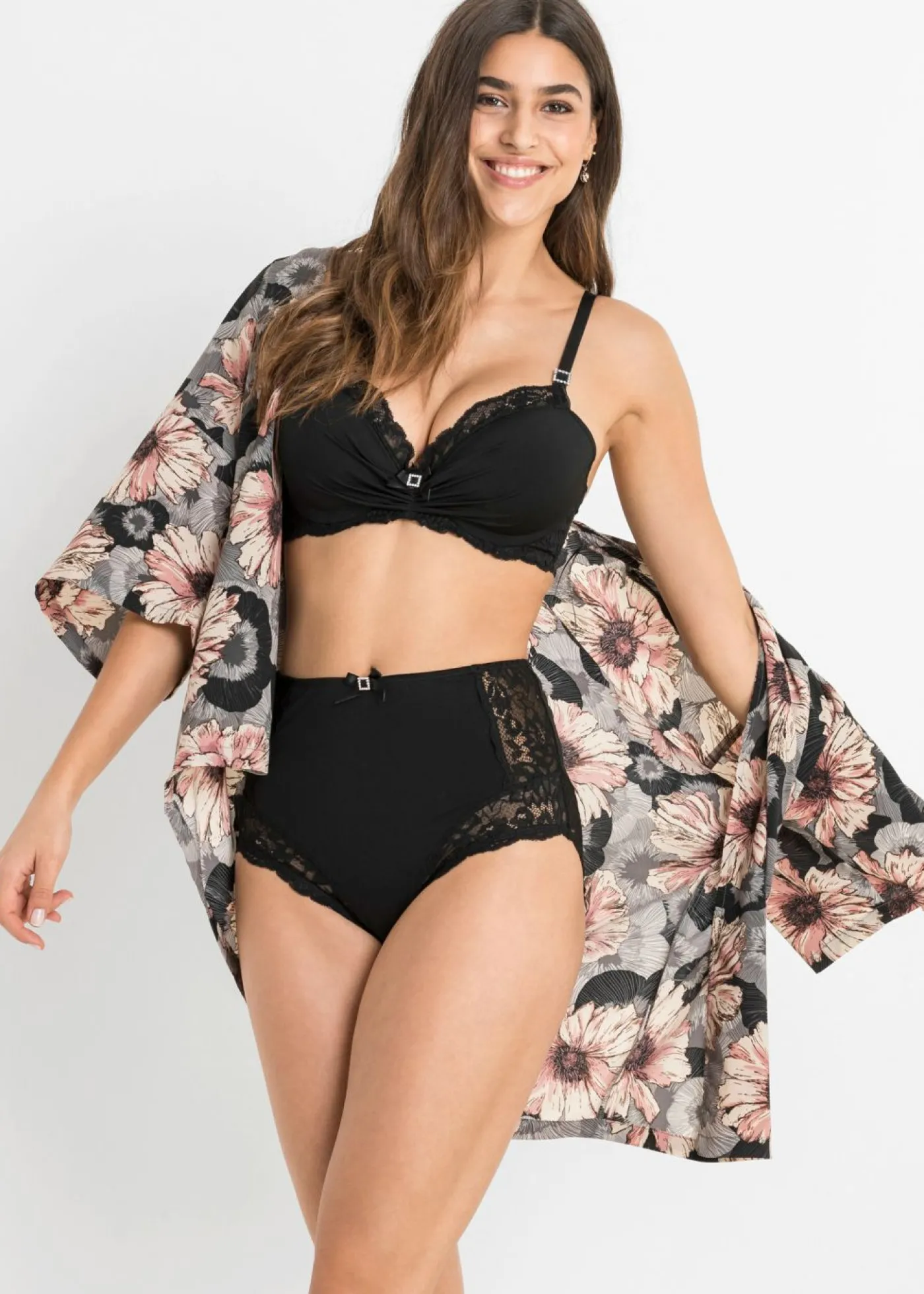 bonprix bonprix Braga de talle alto con encaje Negro Best