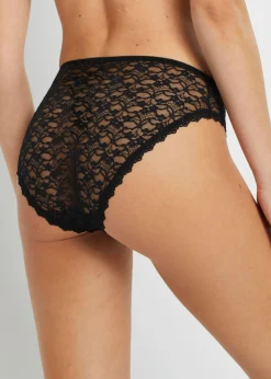 bonprix bonprix Braga de talle alto de encaje reciclado (3 unidades) Negro Hot