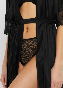 bonprix bonprix Braga de talle alto de encaje reciclado (3 unidades) Negro Hot