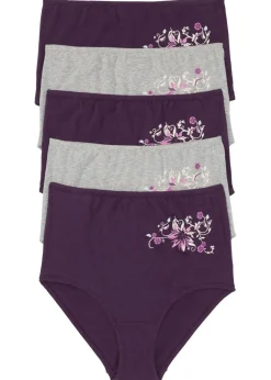 bonprix bonprix Braga de talle alto (5 unidades) Lila oscuro-gris claro jaspeado Hot