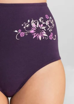 bonprix bonprix Braga de talle alto (5 unidades) Lila oscuro-gris claro jaspeado Hot