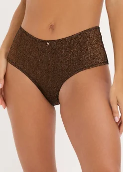 bonprix bonprix Bragas brasileñas de material brillante Negro-cobre metalizado