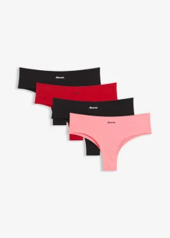 bonprix bonprix Bragas brasileñas (4 unidades) rojo salsa/negro/rosa coral New