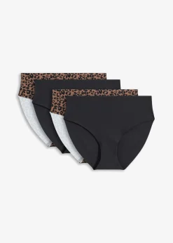 bonprix bonprix Bragas de microfibra sin marcas visibles (4 unidades) estampado leo negro+marrón mate Discount