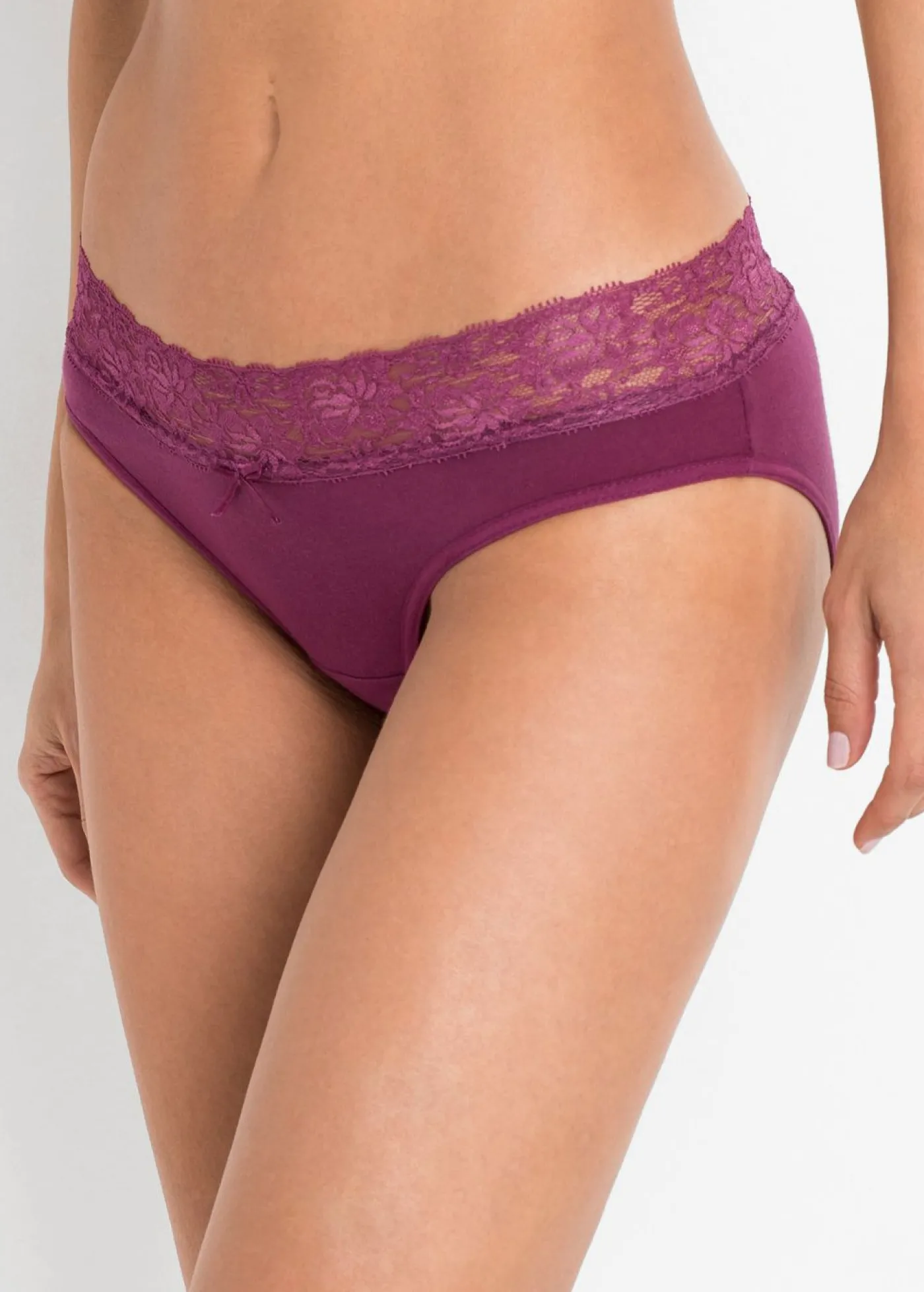 bonprix bonprix Braguita (5 unidades) con encaje Gris claro jaspeado/azul marino/baya Online