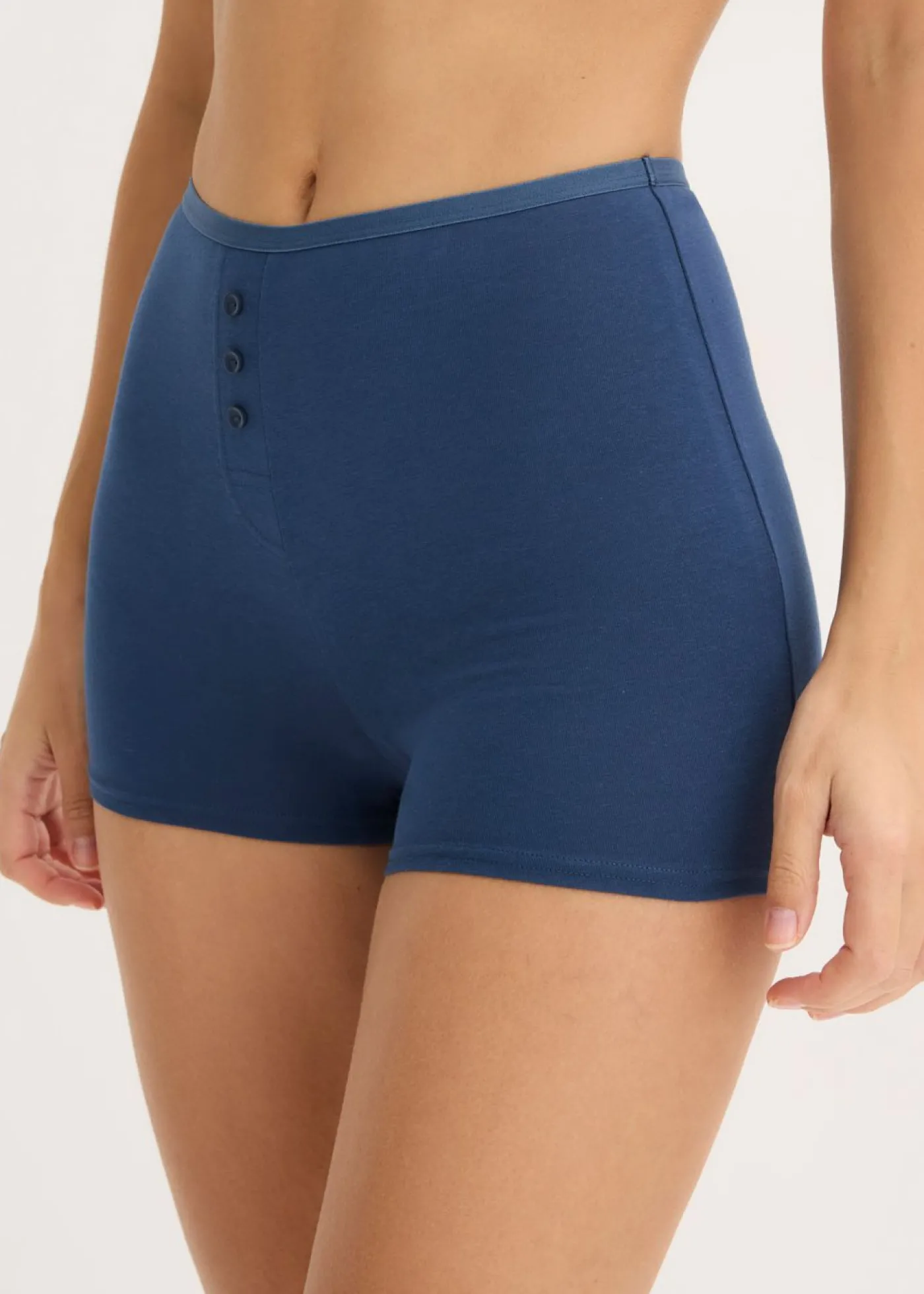 bonprix bonprix Braguita bóxer de talle alto (4 unidades) Azul almirante + gris claro jaspeado Clearance