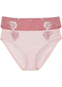 bonprix bonprix Braguita con bordado (2 unidades) Rosa humo + rosa tenue de flores Clearance
