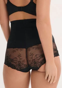 bonprix bonprix Braguita con efecto moldeador medio, talle alto y encaje Negro Sale