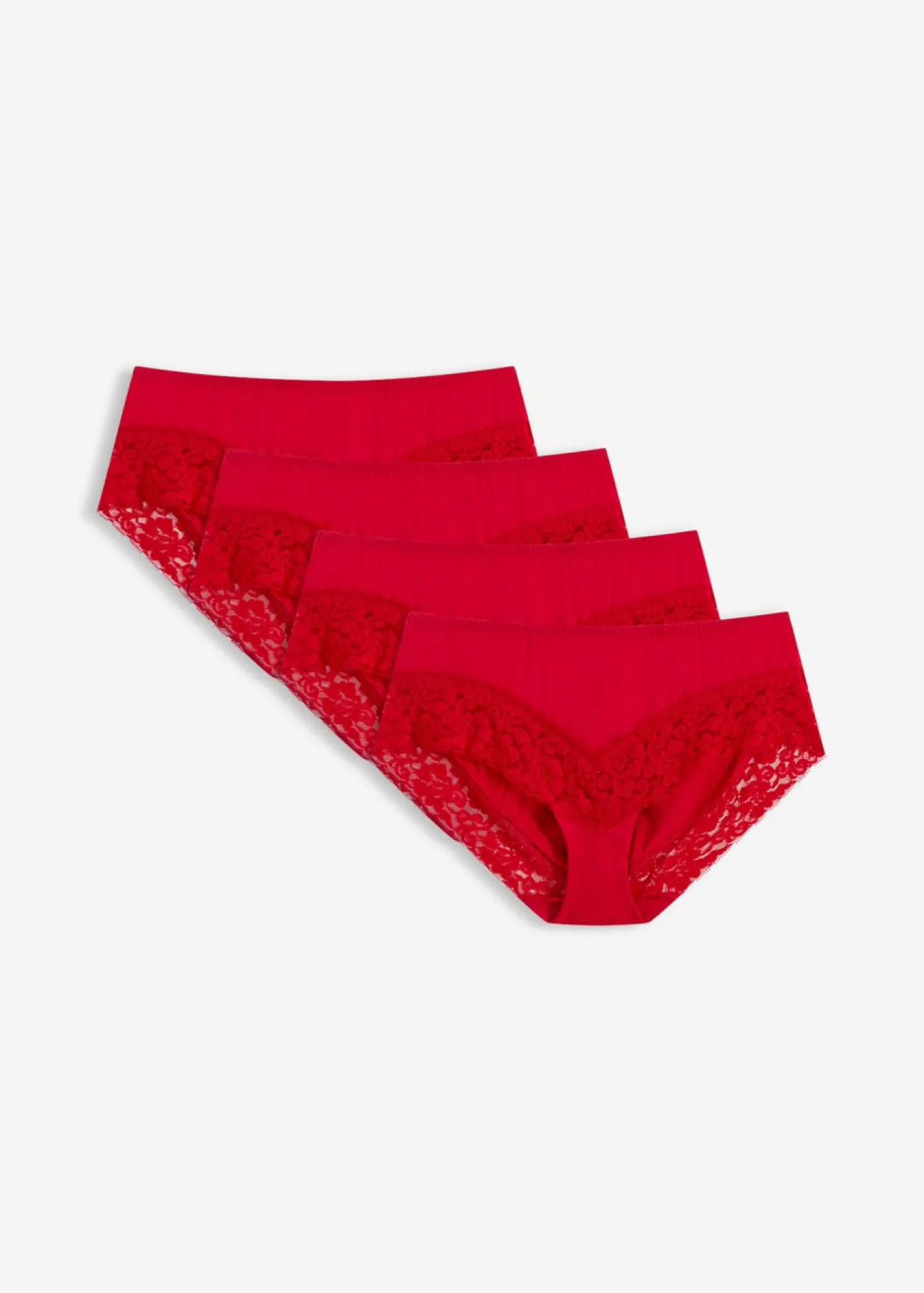bonprix bonprix Braguita con encaje (4 unidades) Rojo salsa Sale