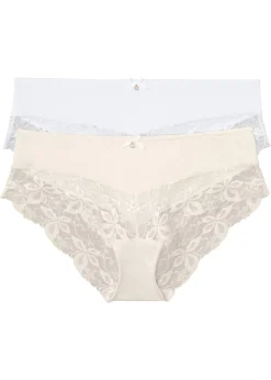 bonprix bonprix Braguita con encaje fino (2 unidades) blanco-champán New