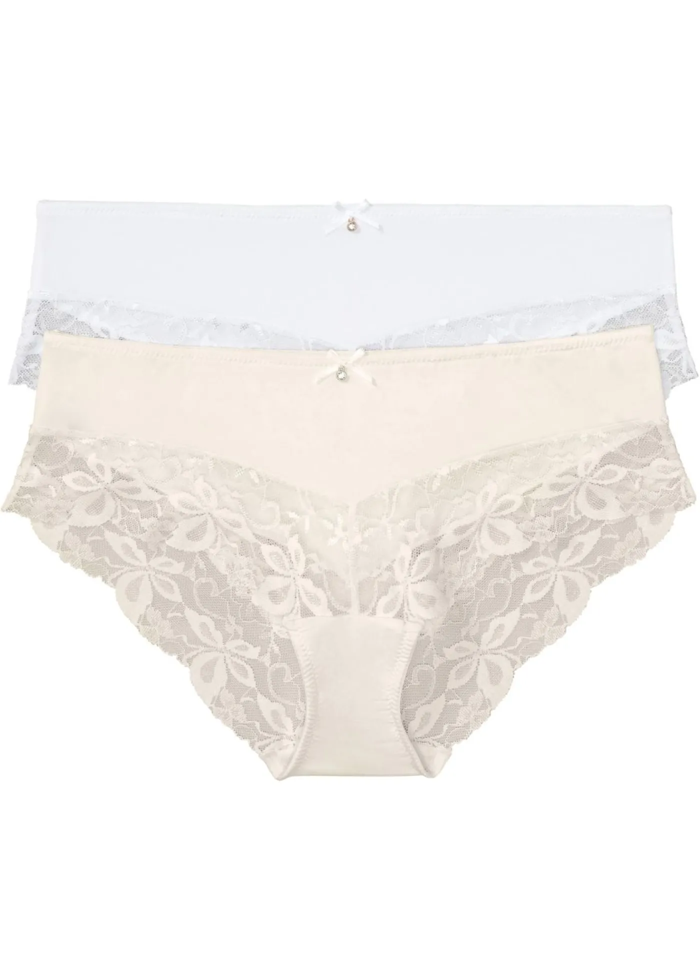 bonprix bonprix Braguita con encaje fino (2 unidades) blanco-champán New