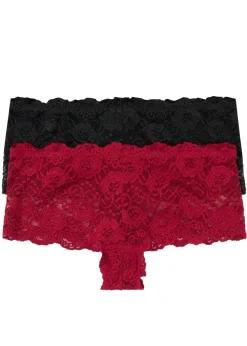 bonprix bonprix Braguita con encaje (2 unidades) Rojo oscuro-negro Online