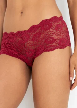bonprix bonprix Braguita con encaje (2 unidades) Rojo oscuro-negro Online