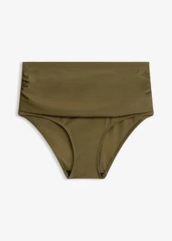 bonprix bonprix Braguita de bikini highwaist con ligero efecto moldeador y fruncido Verde oliva oscuro Online