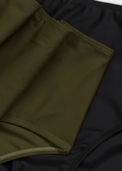 bonprix bonprix Braguita de bikini highwaist en paquete doble (2 unidades) Verde oliva oscuro-negro Hot