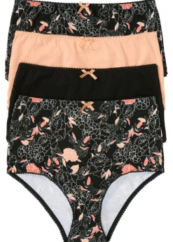 bonprix bonprix Braguita de talle alto (4 unidades) Negro de flores/negro/melocotón Outlet