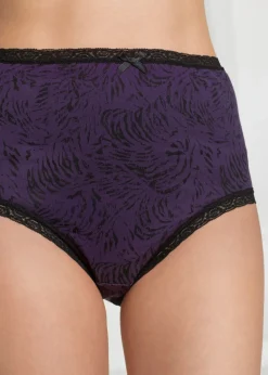 bonprix bonprix Braguita de talle alto (5 unidades) Negro-lila oscuro estampado Discount