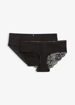 bonprix bonprix Braguita hipster de encaje elegante (2 unidades) Negro Clearance