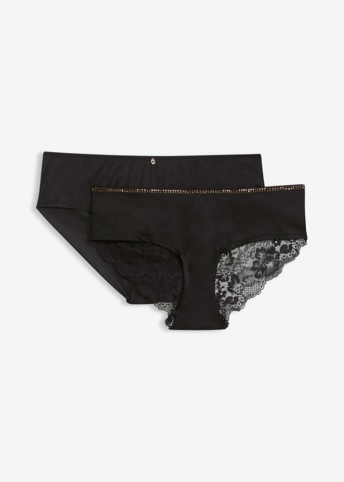 bonprix bonprix Braguita hipster de encaje elegante (2 unidades) Negro Clearance