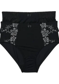 bonprix bonprix Braguita moldeadora con bordado (2 piezas) Negro + negro + blanco New