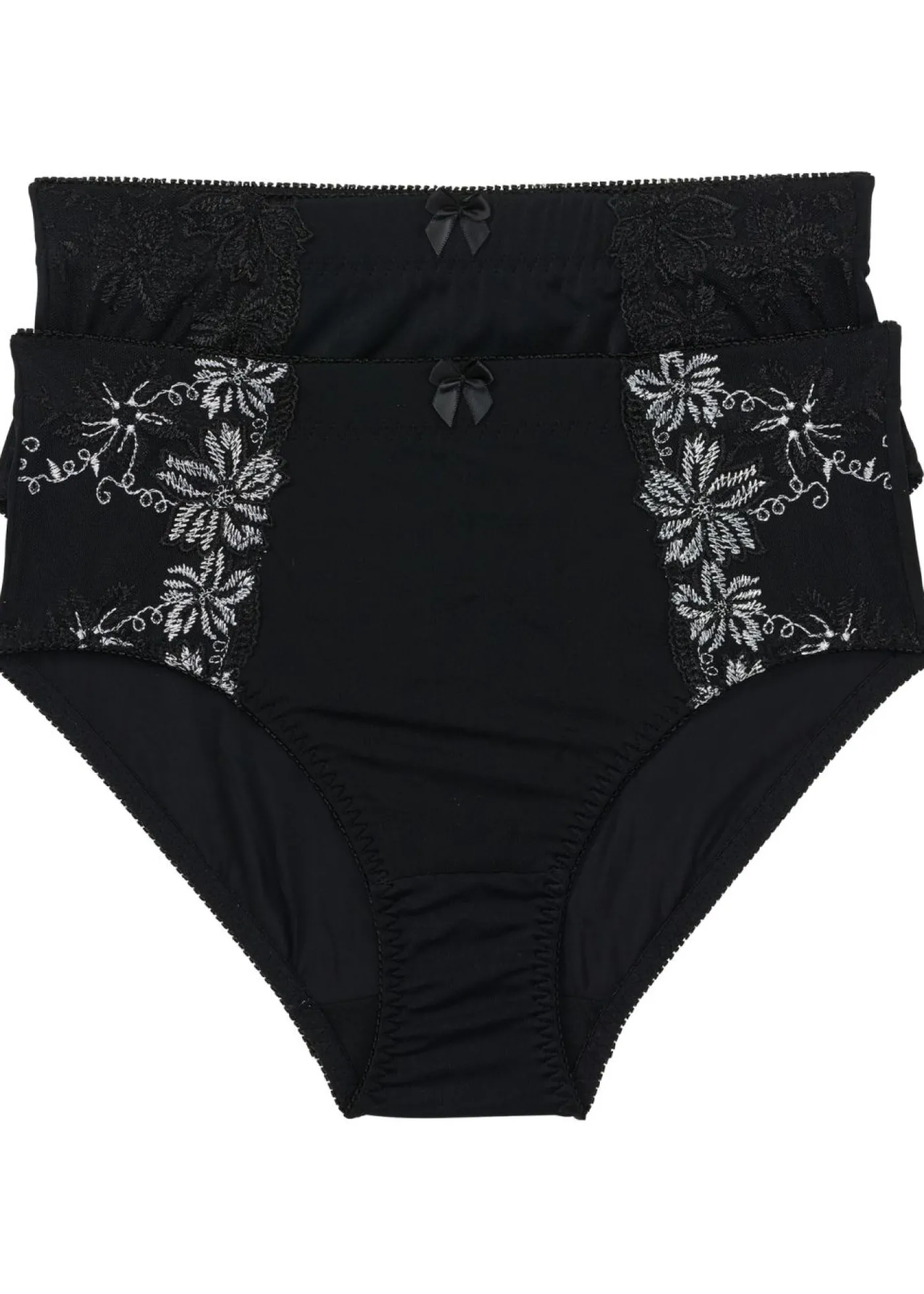 bonprix bonprix Braguita moldeadora con bordado (2 piezas) Negro + negro + blanco New
