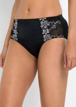 bonprix bonprix Braguita moldeadora con bordado (2 piezas) Negro + negro + blanco New