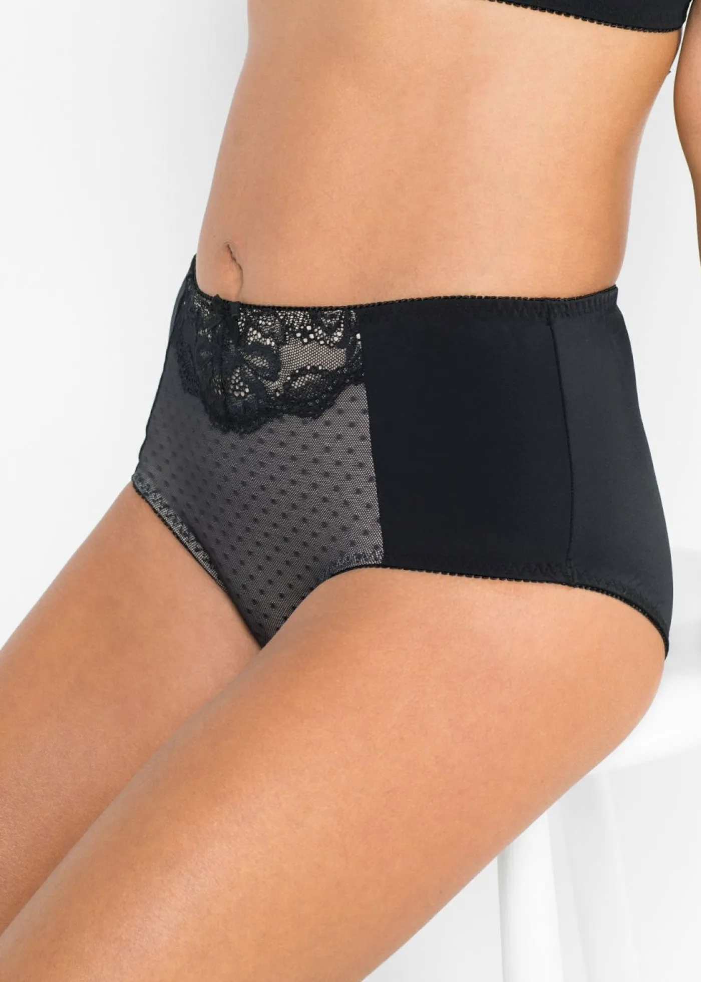 bonprix bonprix Braguita moldeadora con encaje Negro-beige arena New