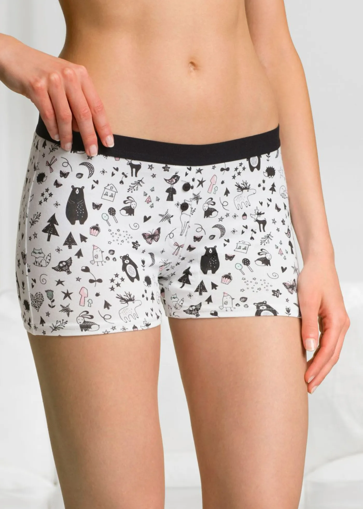 bonprix bonprix Braguitas bóxer de mujer (4 unidades) Negro-blanco estampado Discount