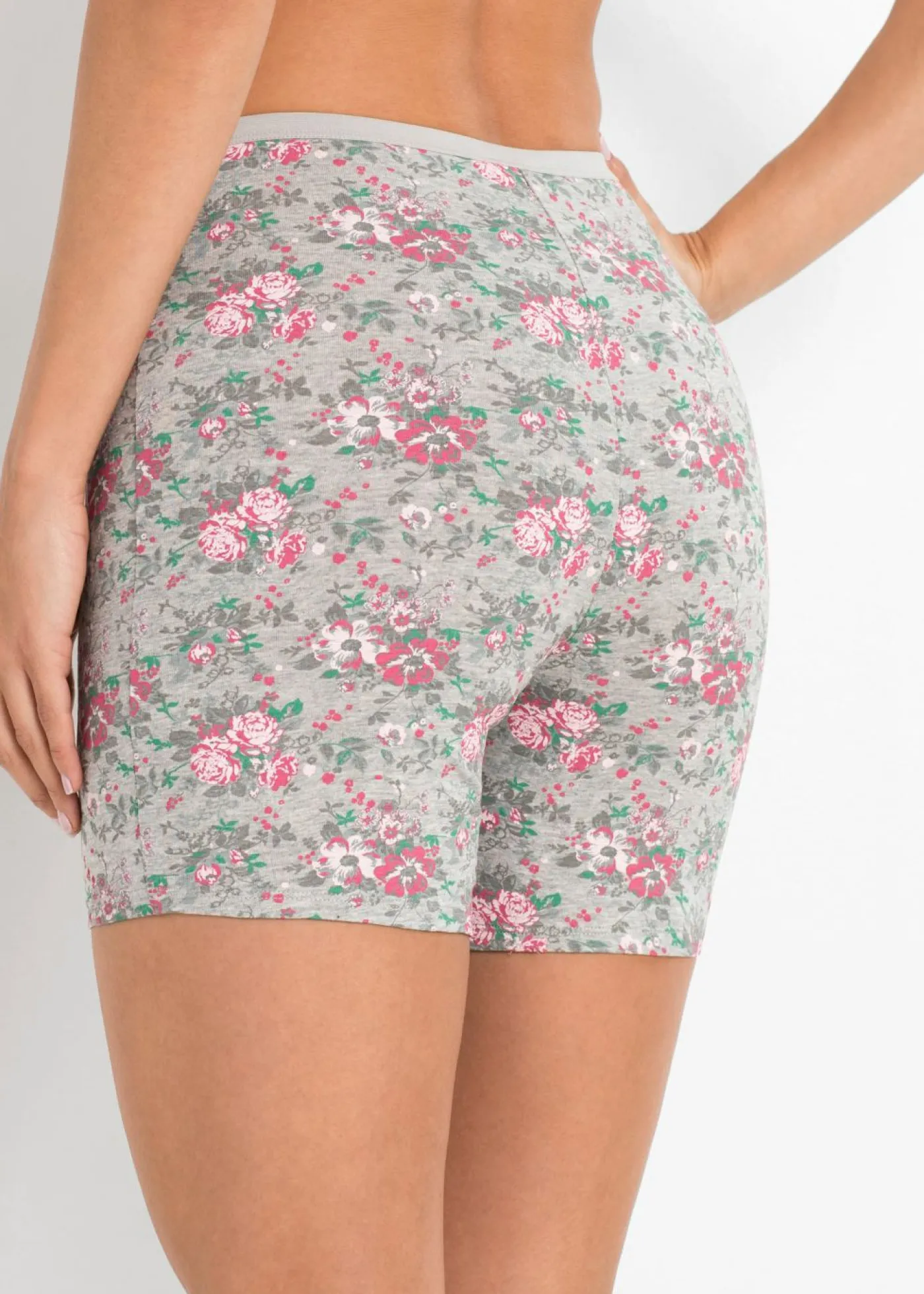 bonprix bonprix Braguitas bóxer largas de mujer (4 unidades) Gris claro jaspeado/rosa/verde de flores Hot