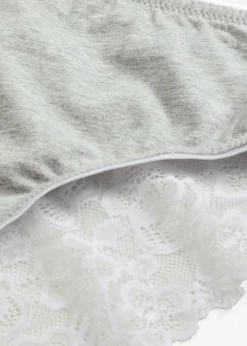bonprix bonprix Braguitas de algodón y encaje Gris claro jaspeado-blanco Hot
