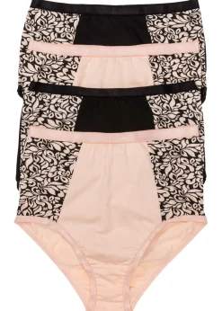 bonprix bonprix Braguitas de talle alto con algodón orgánico (4 unidades) Negro-beige perla Discount