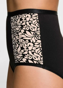 bonprix bonprix Braguitas de talle alto con algodón orgánico (4 unidades) Negro-beige perla Discount